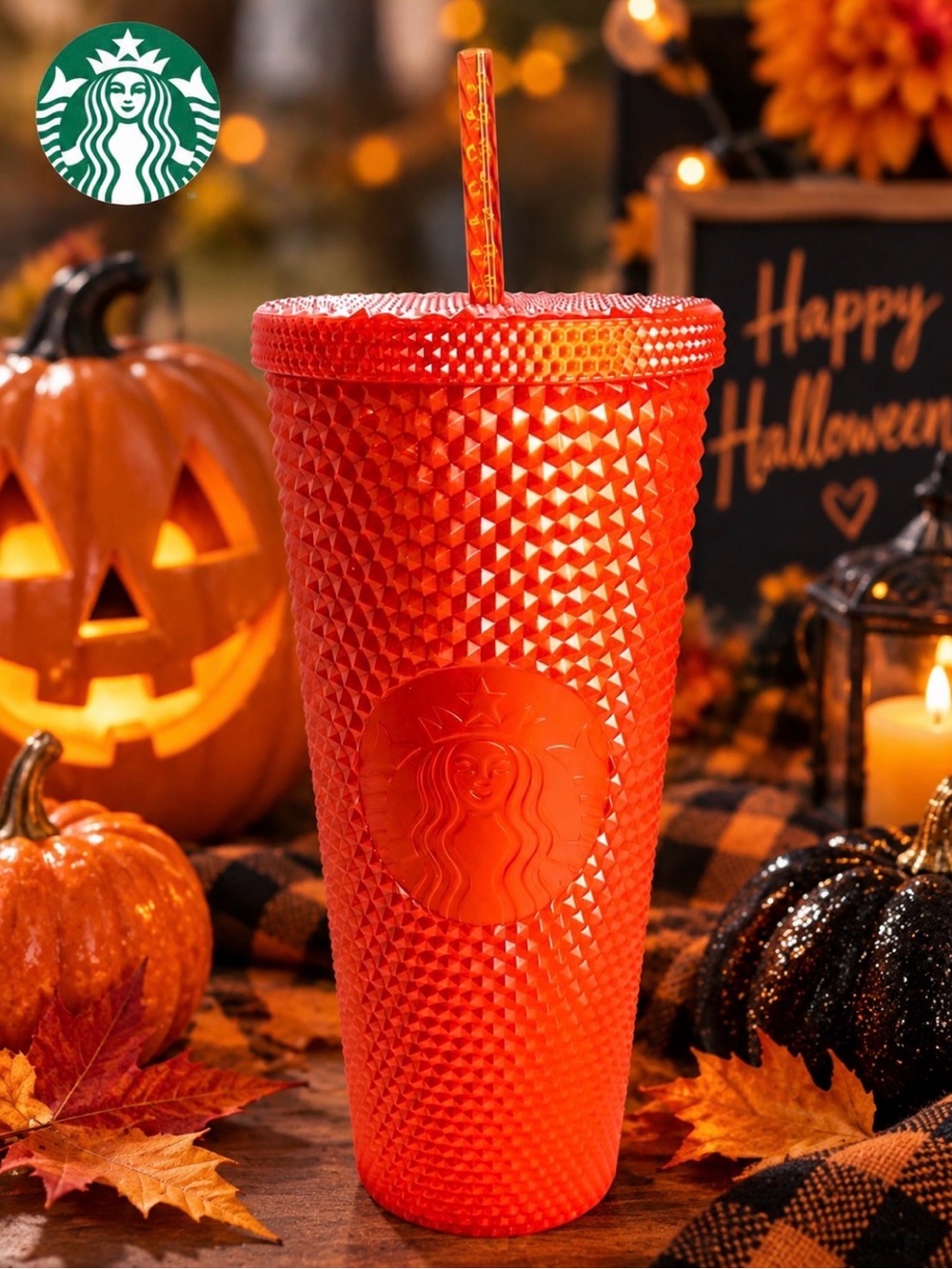 Starbucks Limited Edition Studded Tumbler Orange 2022 Halloween Venti 24 oz NWT
